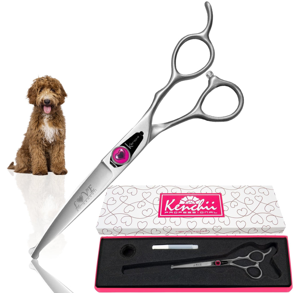 Tijeras Kenchii Love para perros con punta redonda para un corte seguro