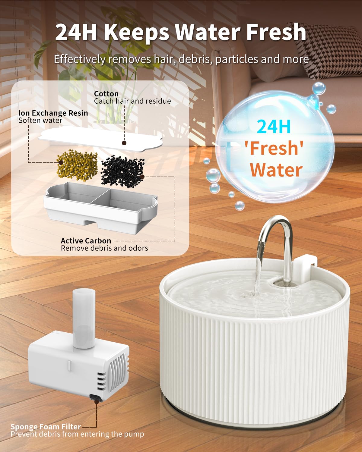 Kenepet bebedero cerámico, dispersión de agua 360° para beber desde cualquier lado