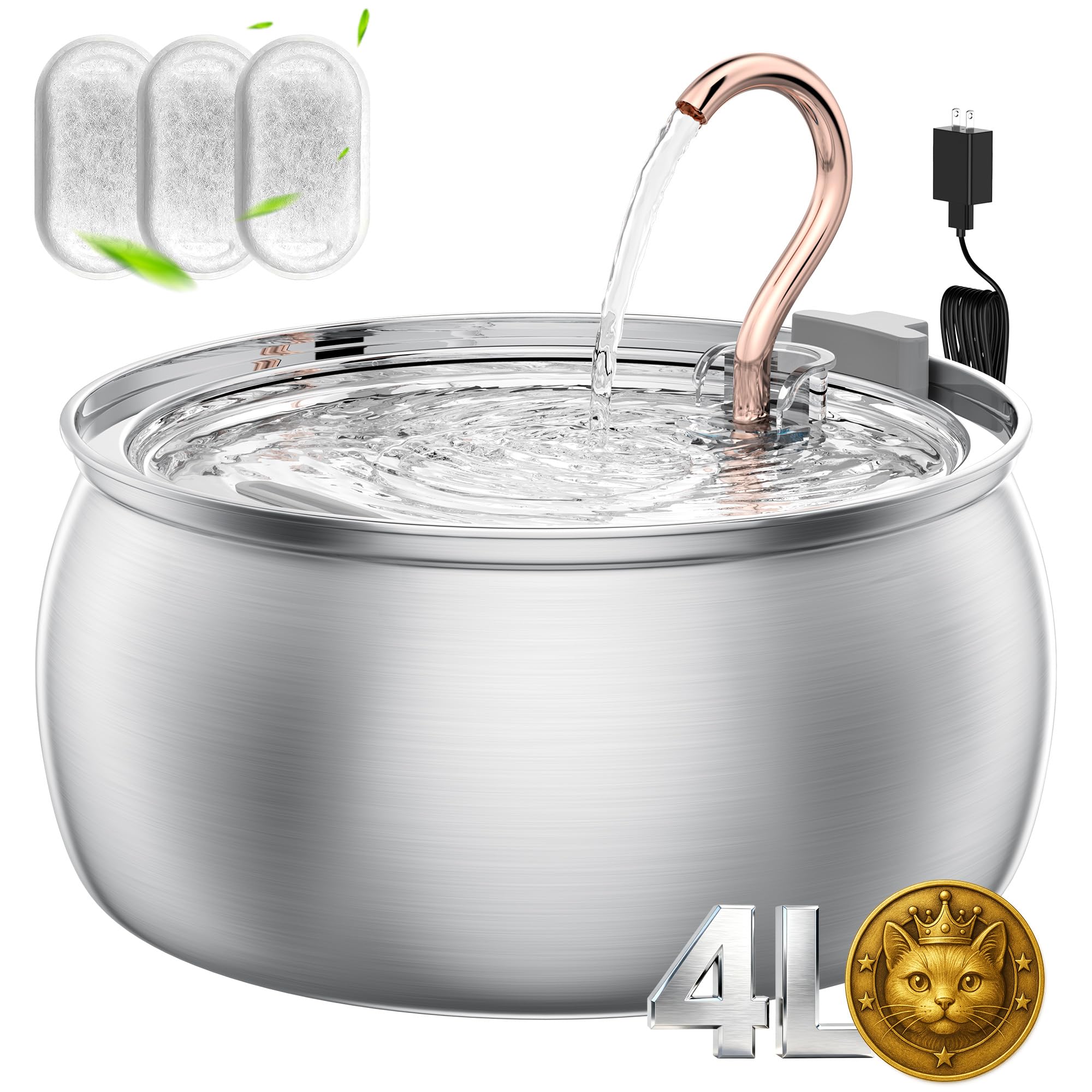 Kenida bebederos para gatos con cisne de cobre, diseño elegante y fácil de beber.
