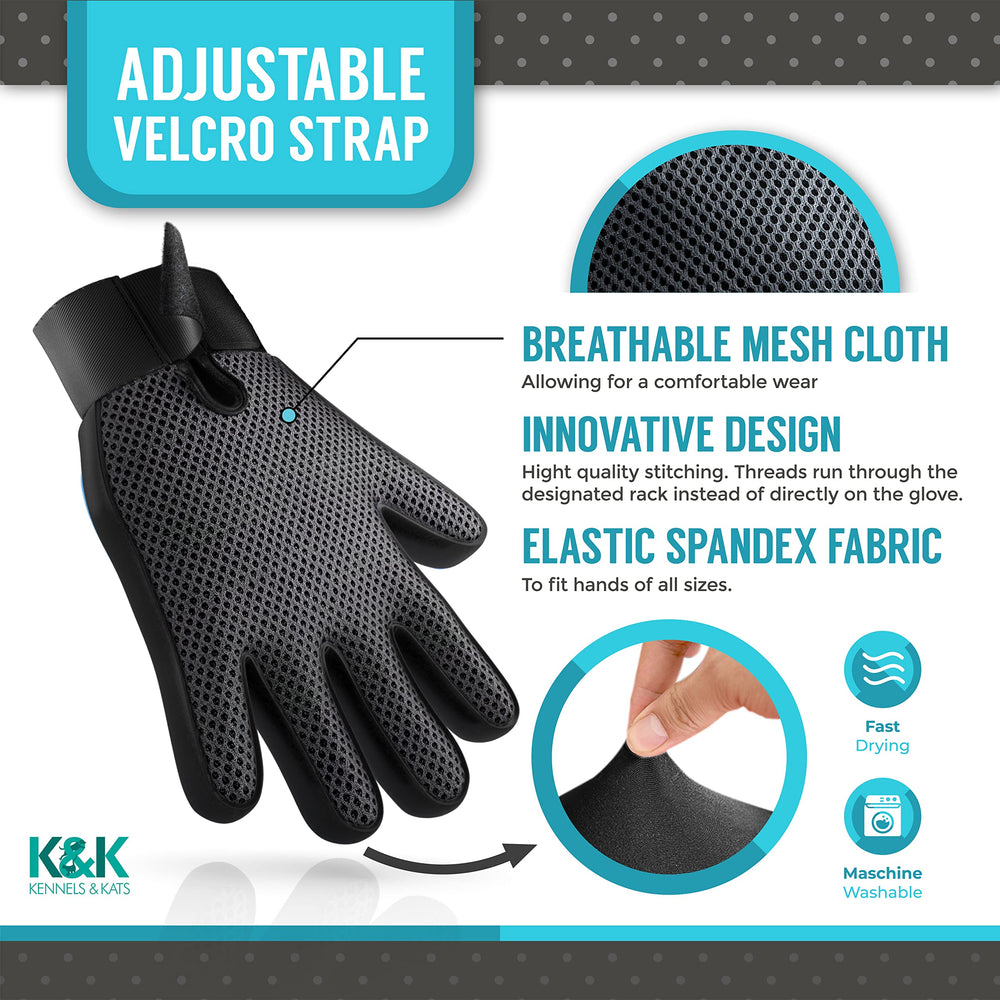 Kennels & Kats guantes de cuidado del pelaje con masaje suave durante el cepillado