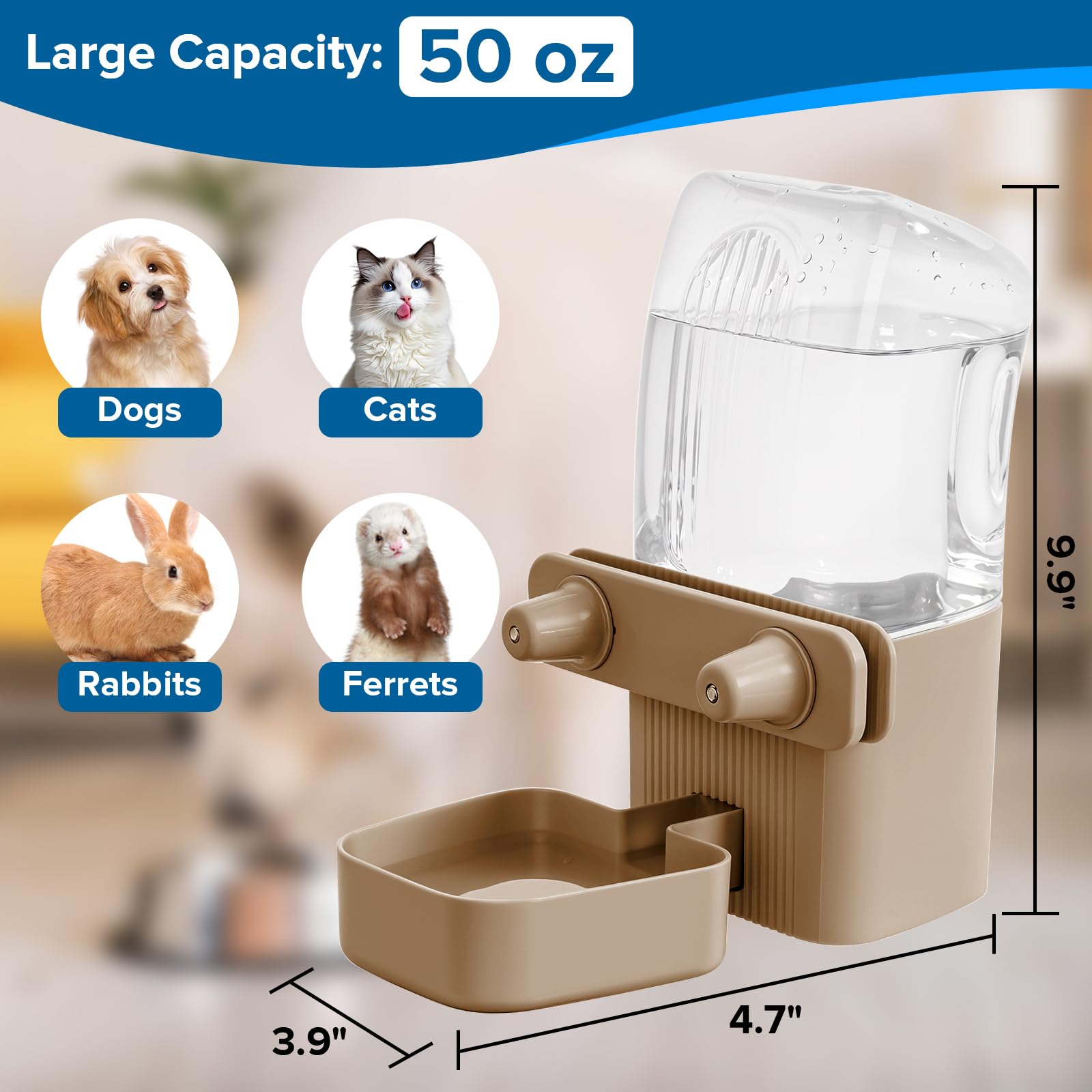Kenond dispensador para gatos y perros, instalación externa facilita el rellenado.