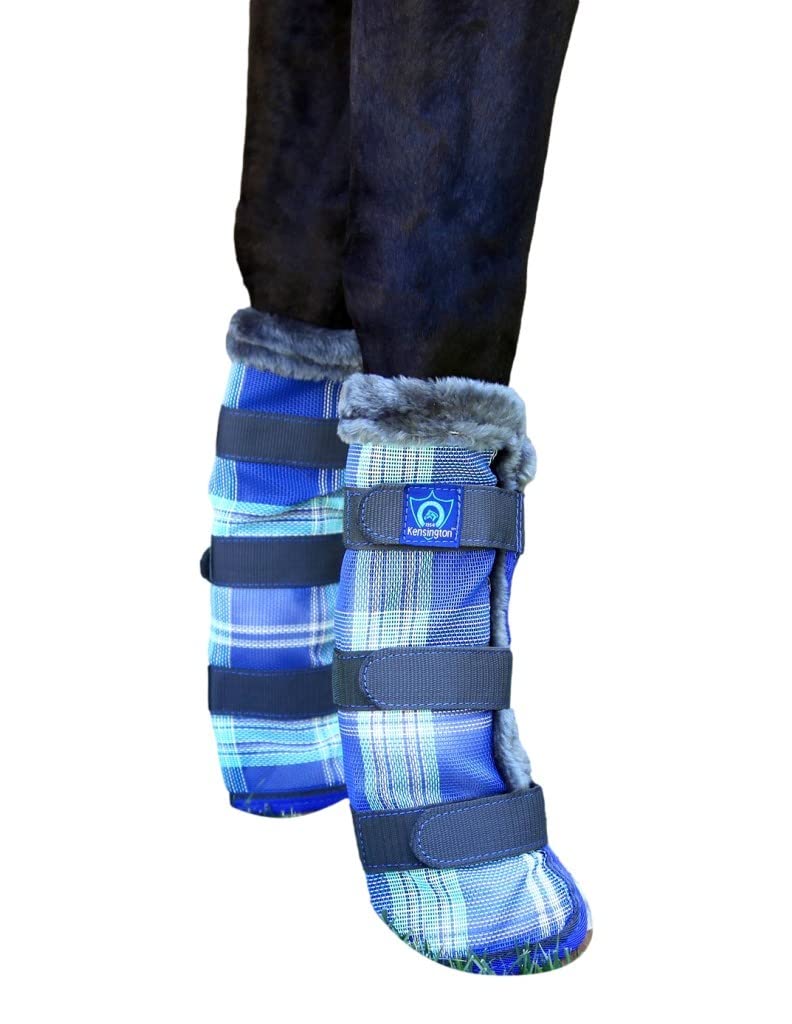 Kensington Protective Fly Boots, par de botas proteccion en talla extragrande, color azul hielo, protegen patas del caballo