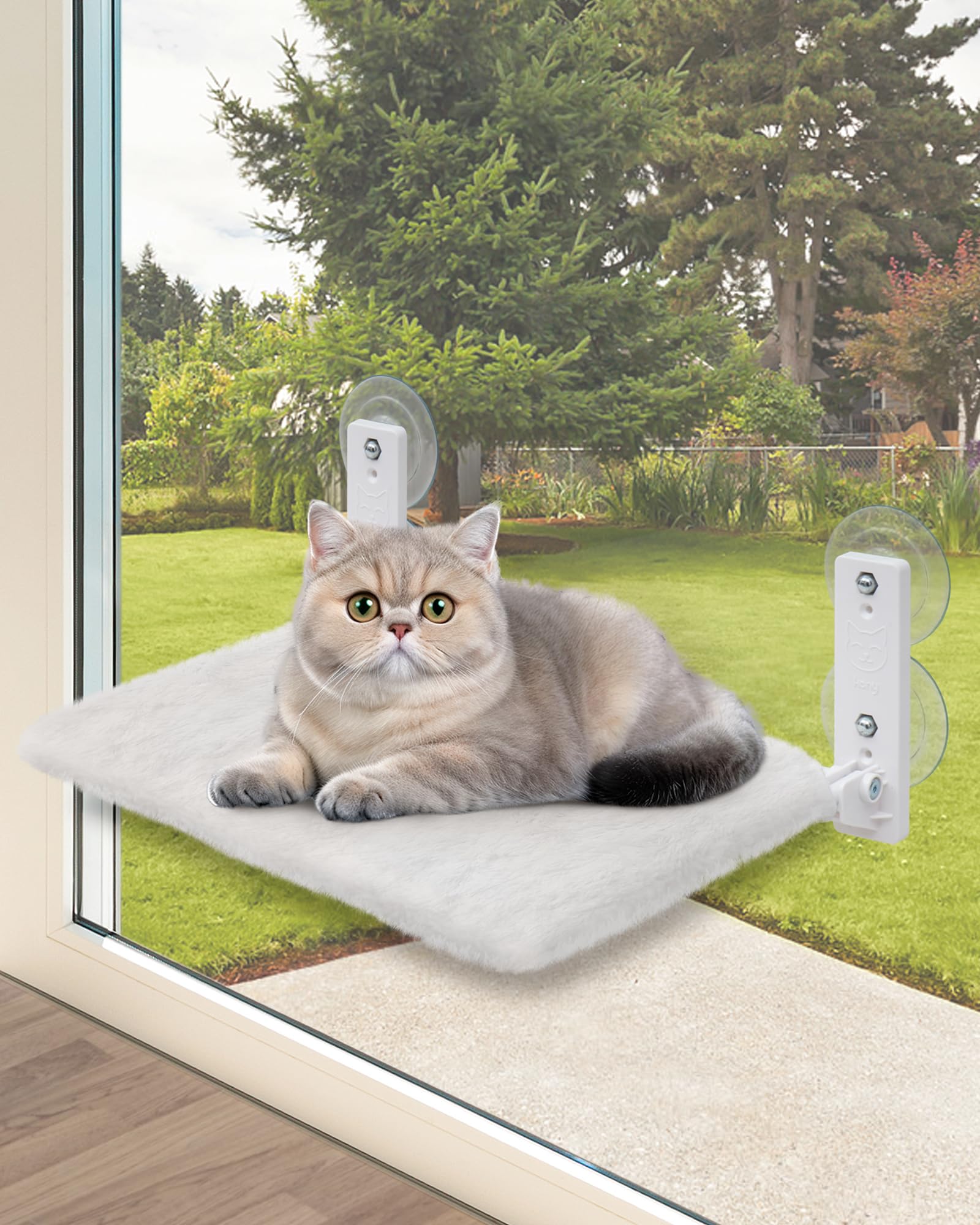 keny cama de ventana para gato con ventosas grandes; estabilidad para observar el exterior