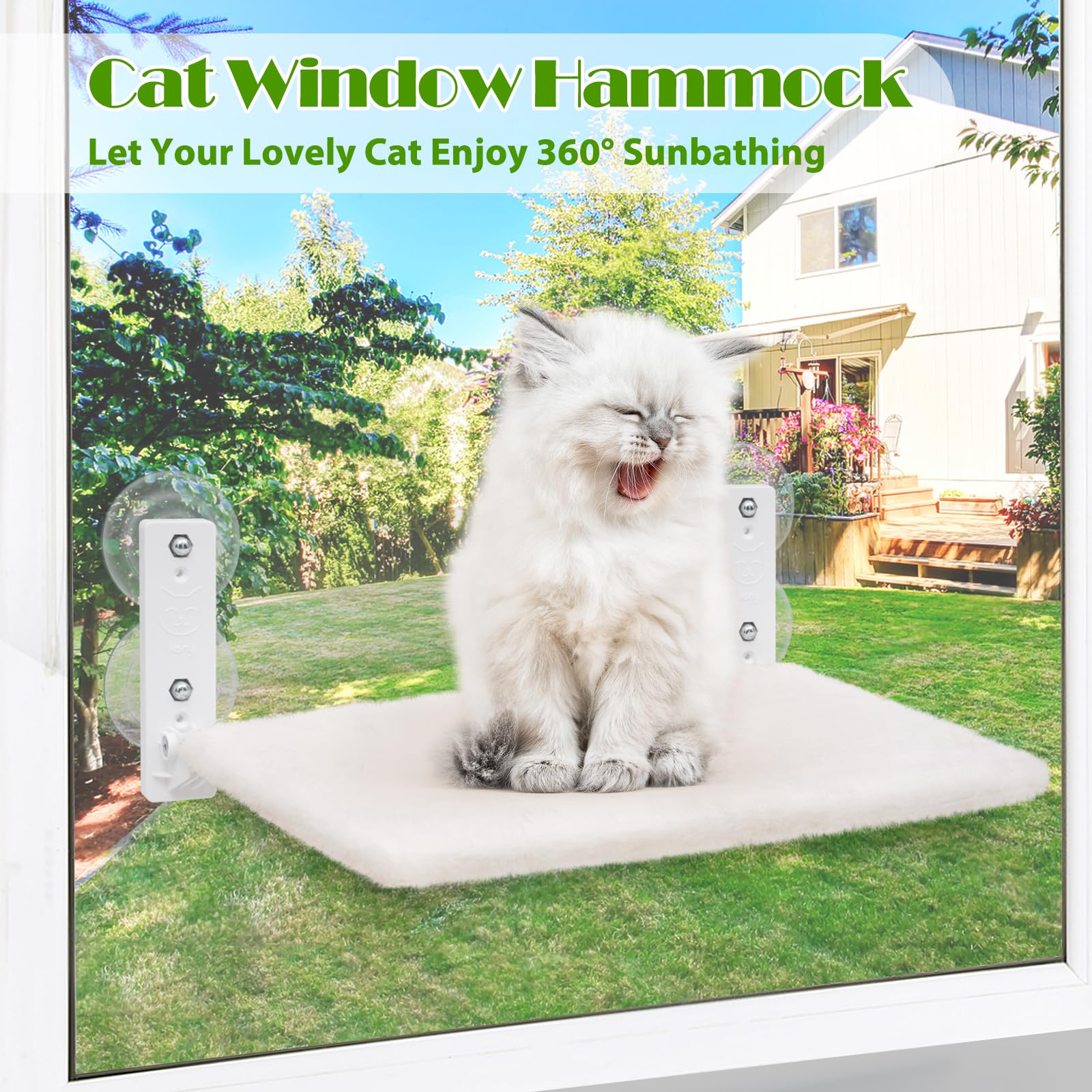 keny plataforma para gato en ventana plegable; descanso seguro al sol
