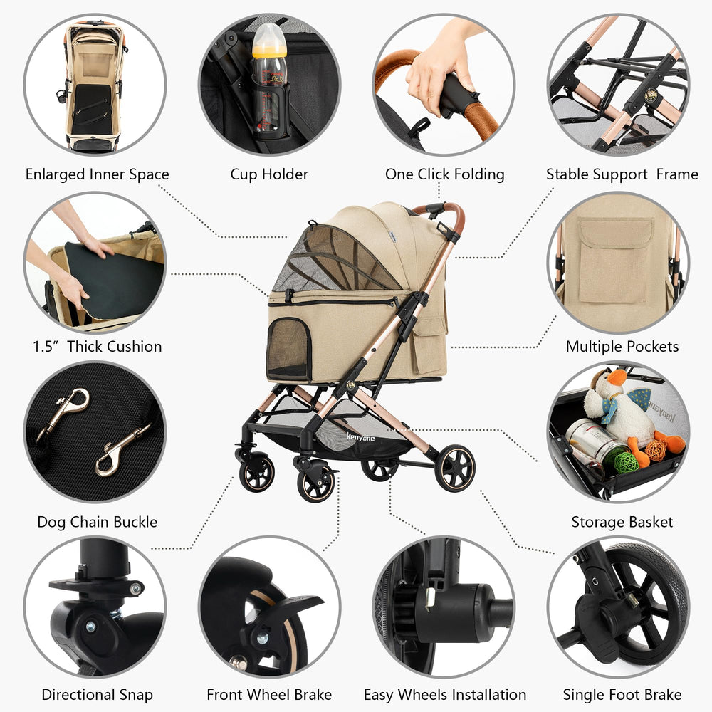 Kenyone carriola para perros hasta 25 kg, asiento espacioso para comodidad.