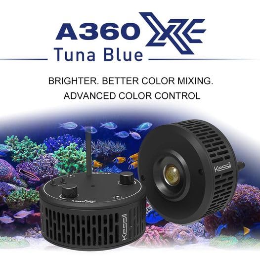 Kessil A360XE Tuna Blue control del color y la intensidad ajustables.