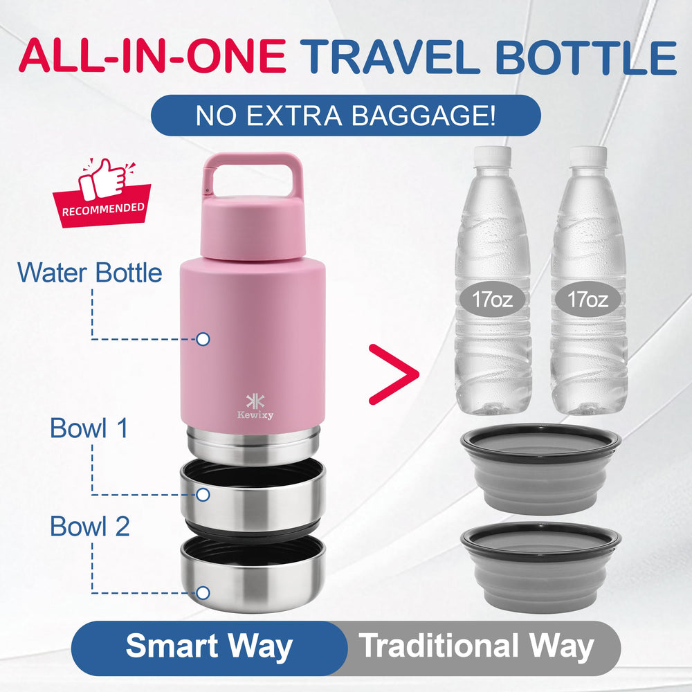 KEWIXY dispensador 3 en 1 para perro, gran capacidad para viajes