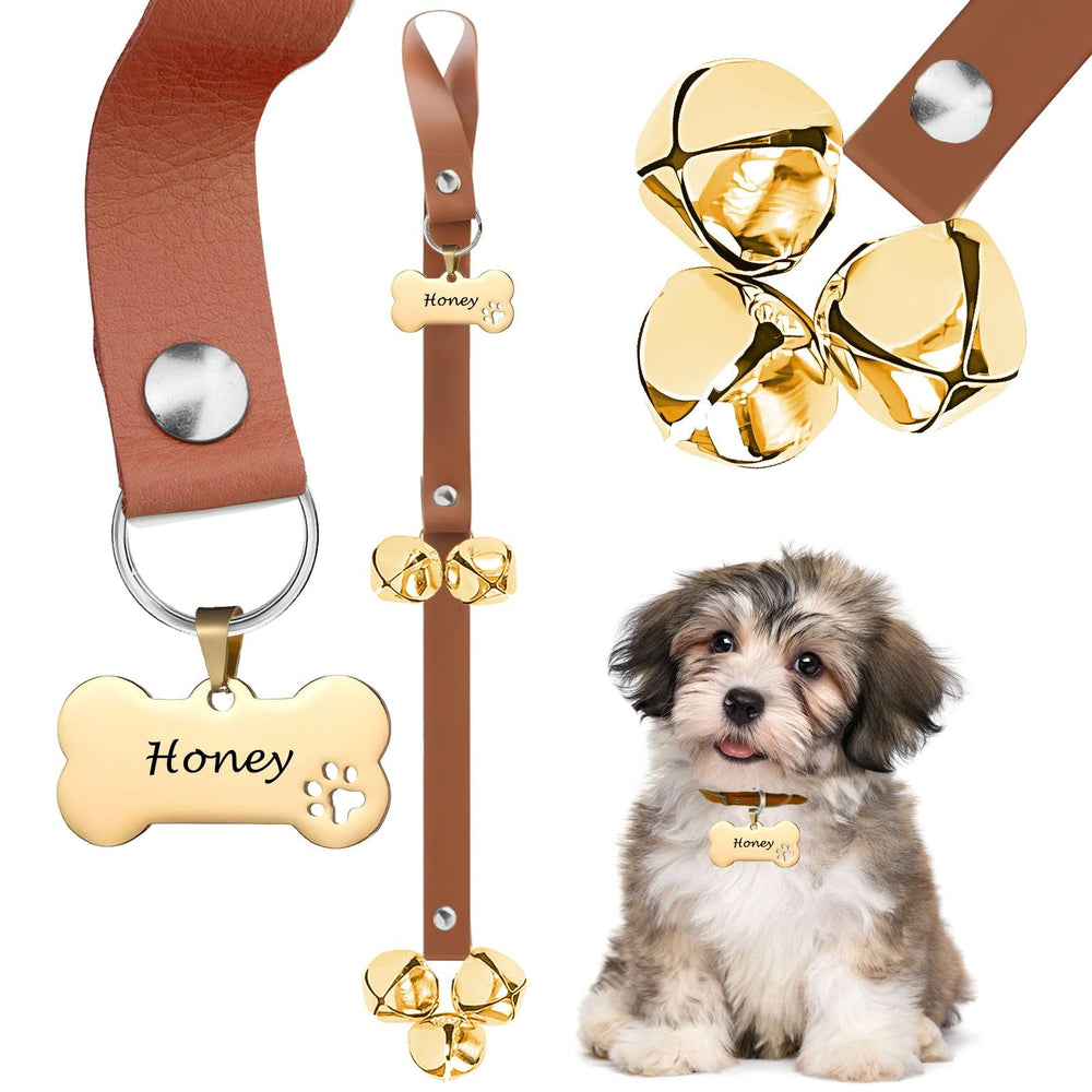 KEXIAVA campana para perro de cuero marrón, ideal para avisar cuando quiere salir.