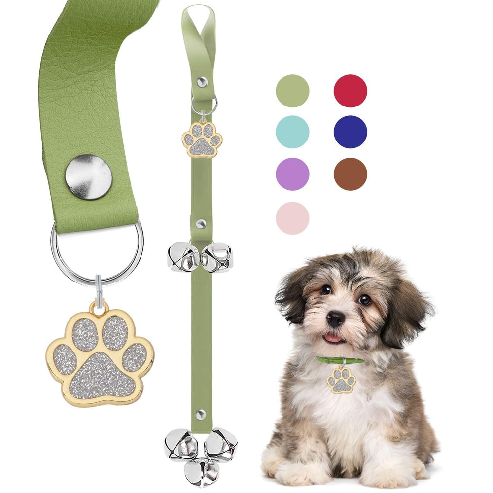 KEXIAVA campana para perro de cuero verde, señal audible para salir