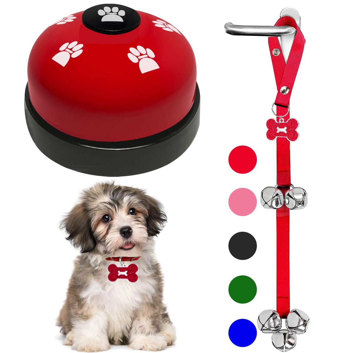 KEXIAVA dos campanas de puerta para perros rojas, ideal para entrenamiento diario