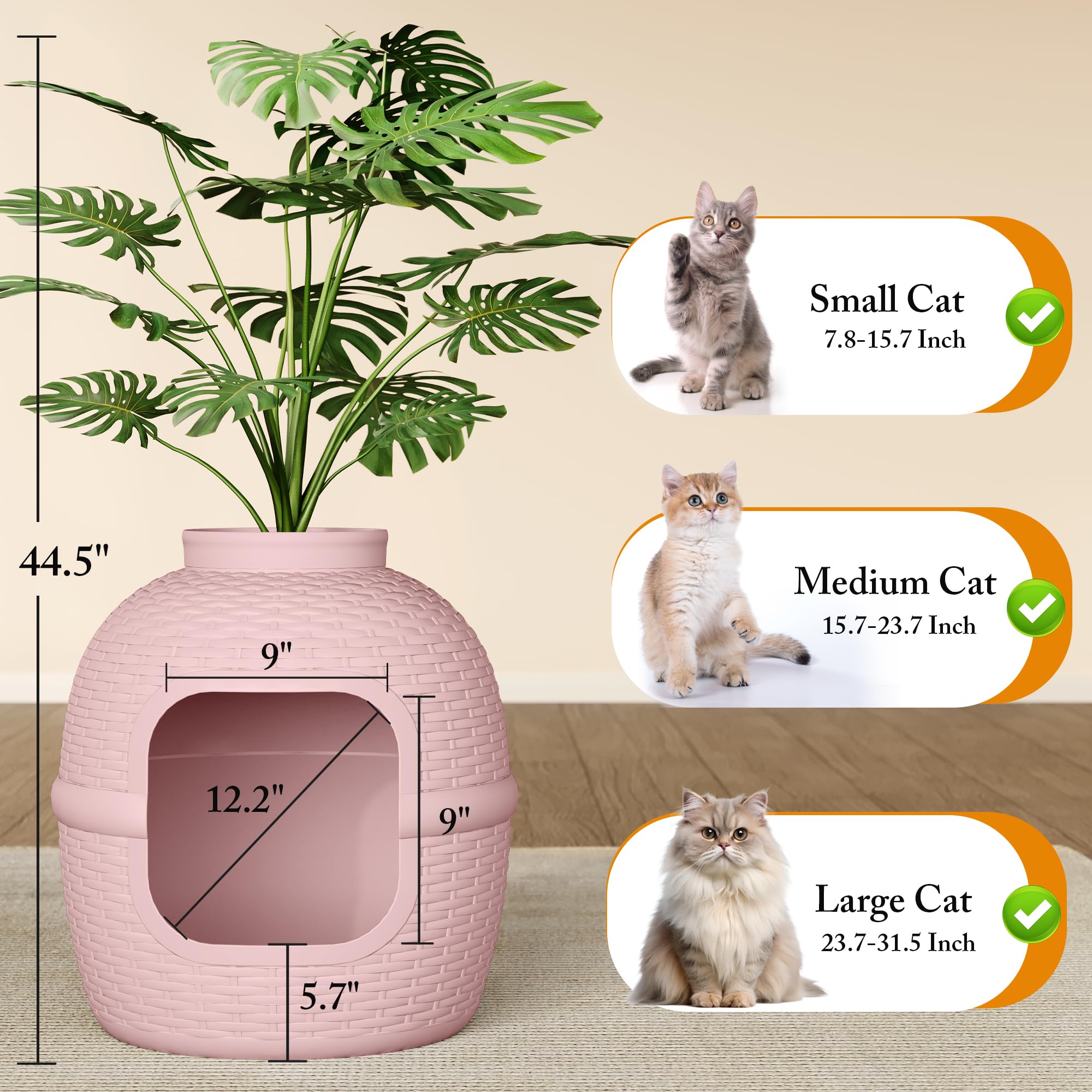 Keygarzone caja de arena para gato con tapa semi cerrada y cama incluida.