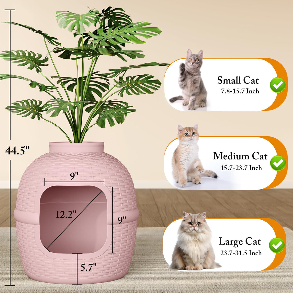 Keygarzone caja de arena para gato con tapa semi cerrada y cama incluida.