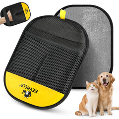 KEYHELP guante electroestático despeluzador en la mano retirando pelos de mascotas