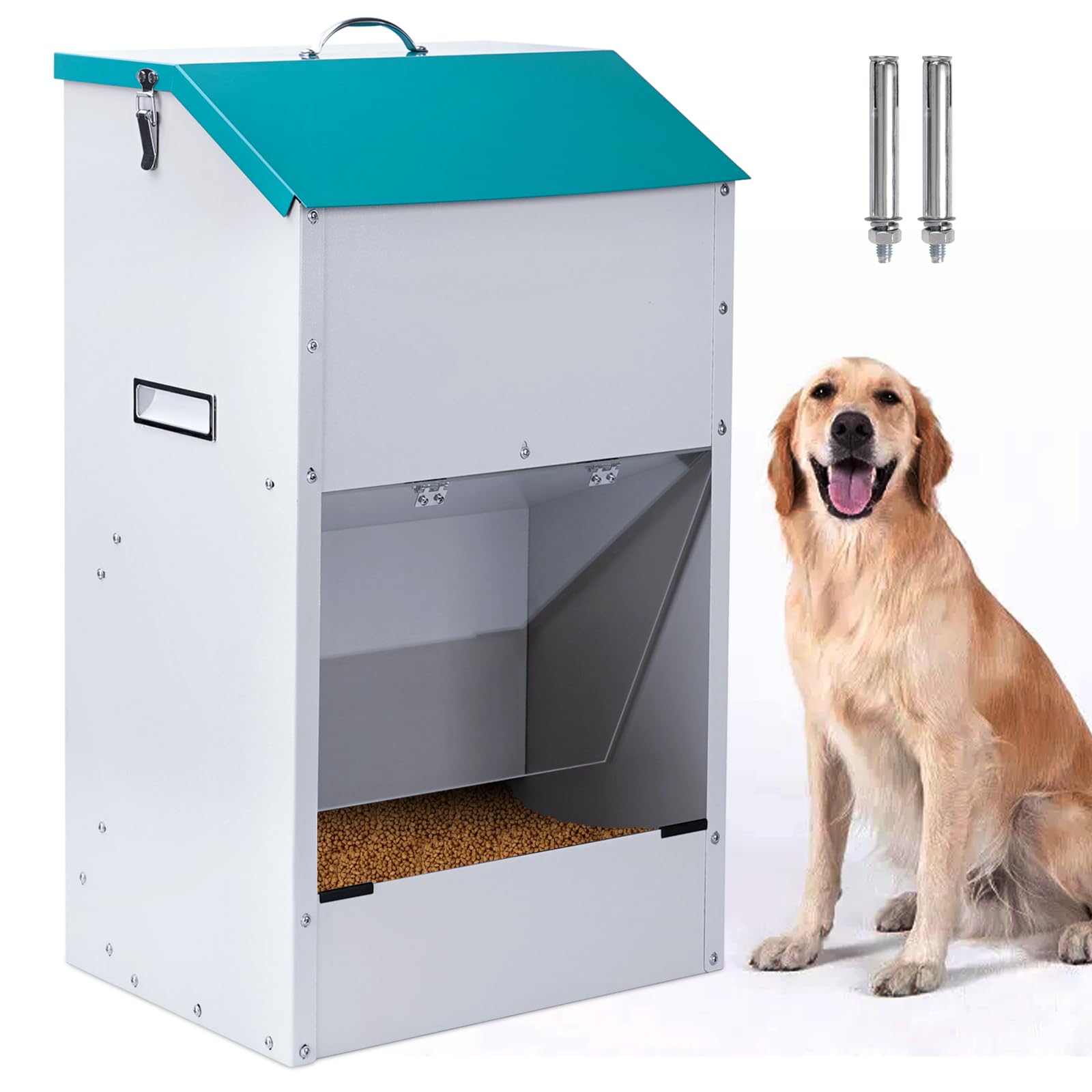 Dispensador automático KHEARPSL para perro grande, capacidad 50 libras, uso diario.