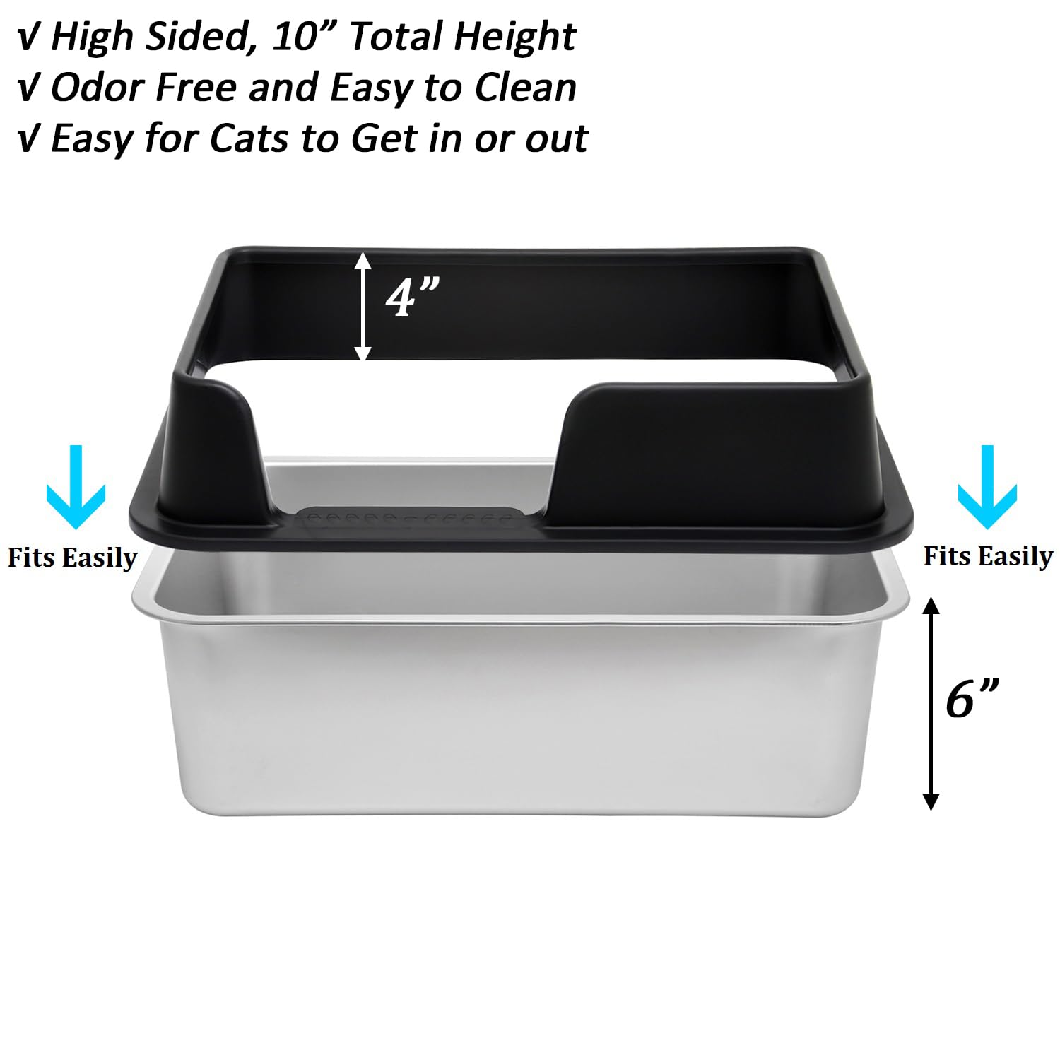 Kichwit caja de arena acero inoxidable superficie suave para raspar
