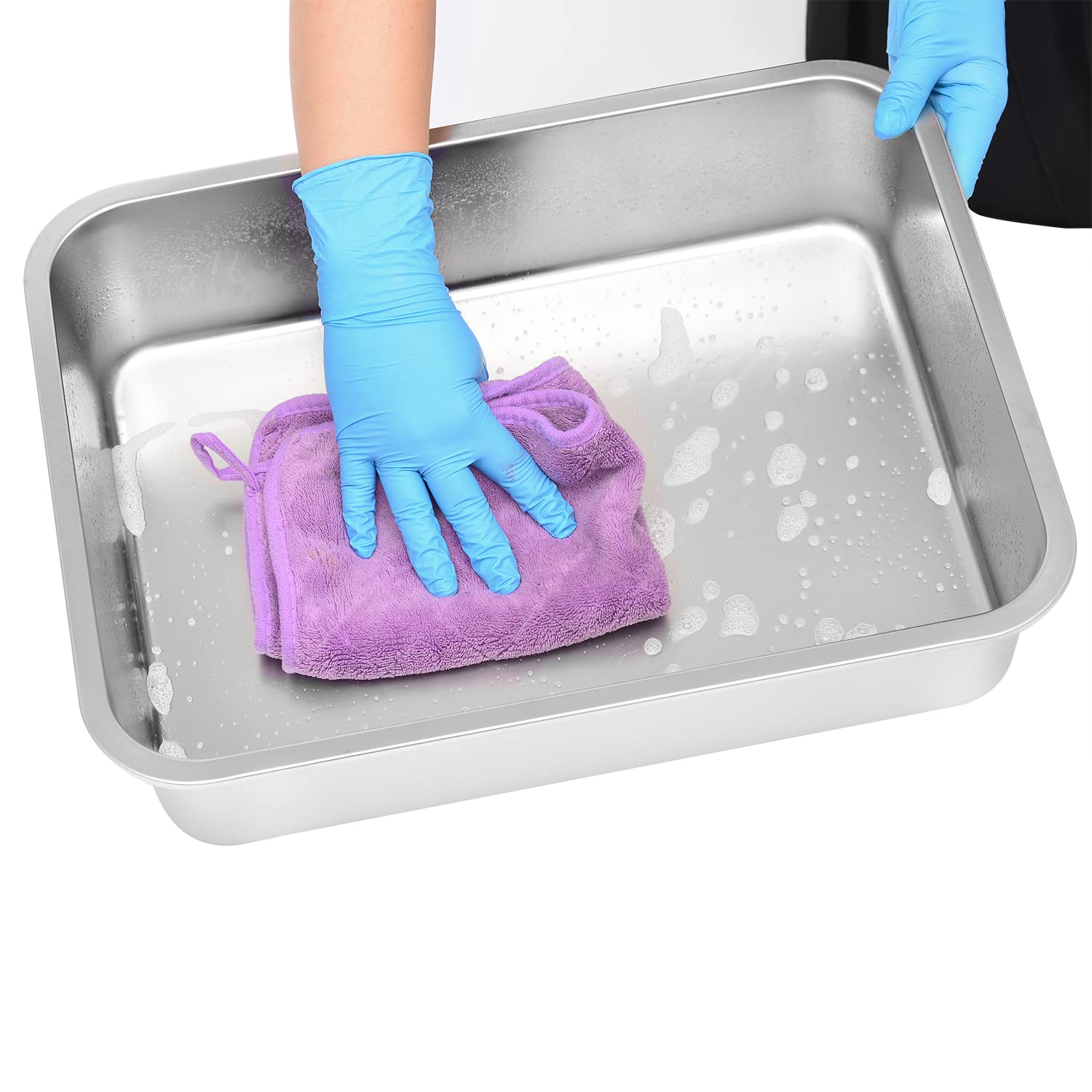 Kichwit caja de arena para gatos, acero inoxidable grueso y resistente.