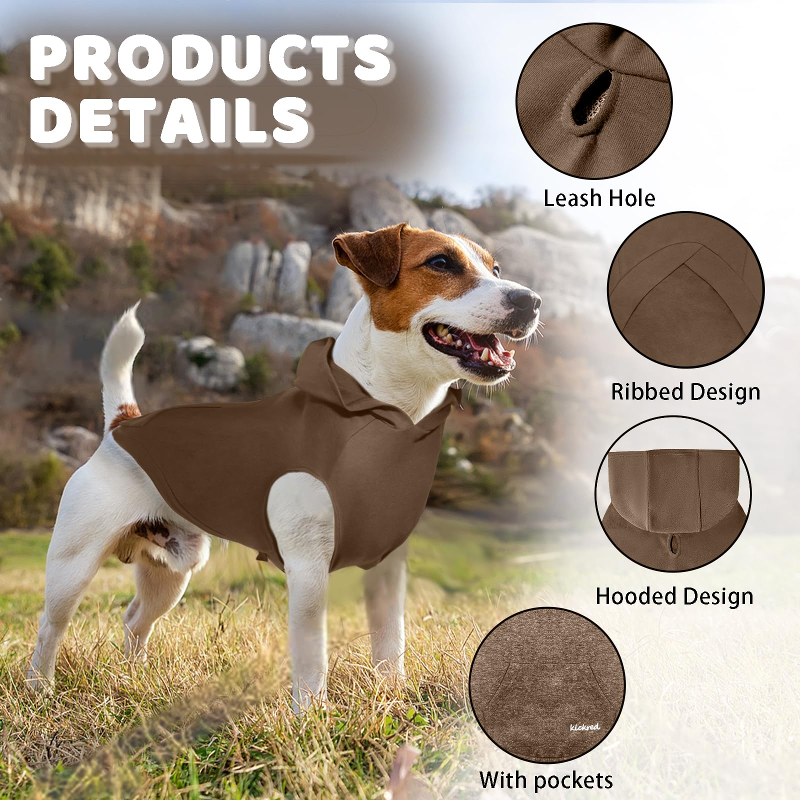 Kickred sudadera para perros con costuras reforzadas para mayor durabilidad.