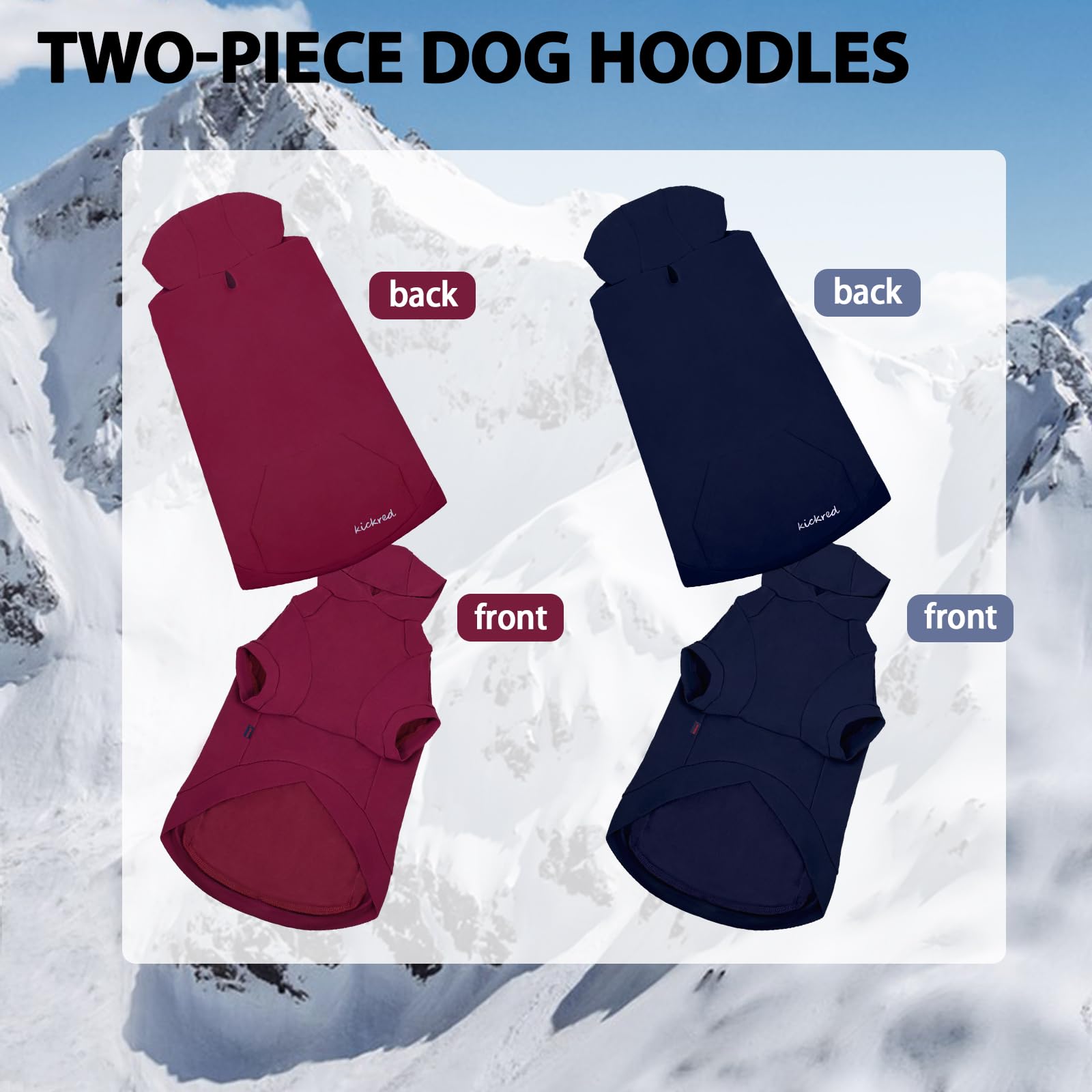 Kickred sudadera para perro vista lateral con capucha, ajuste cómodo.
