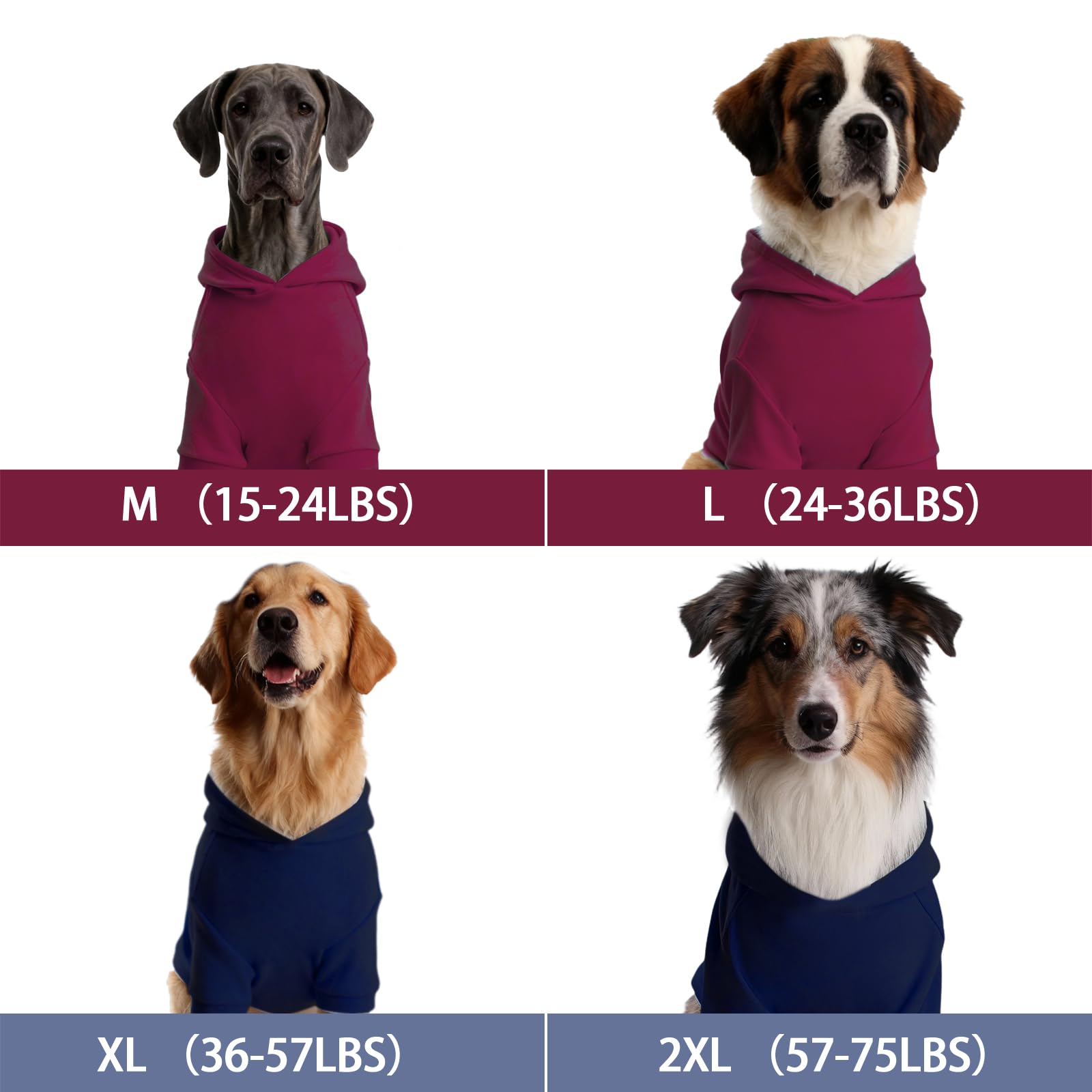 Kickred sudadera para perro con capucha roja, vista trasera para ajuste cómodo.