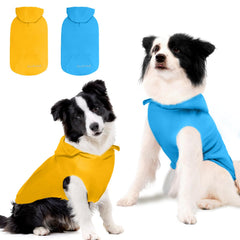 Kickred sudadera para perro frente azul-amarillo, ideal para paseos diarios y comodidad.