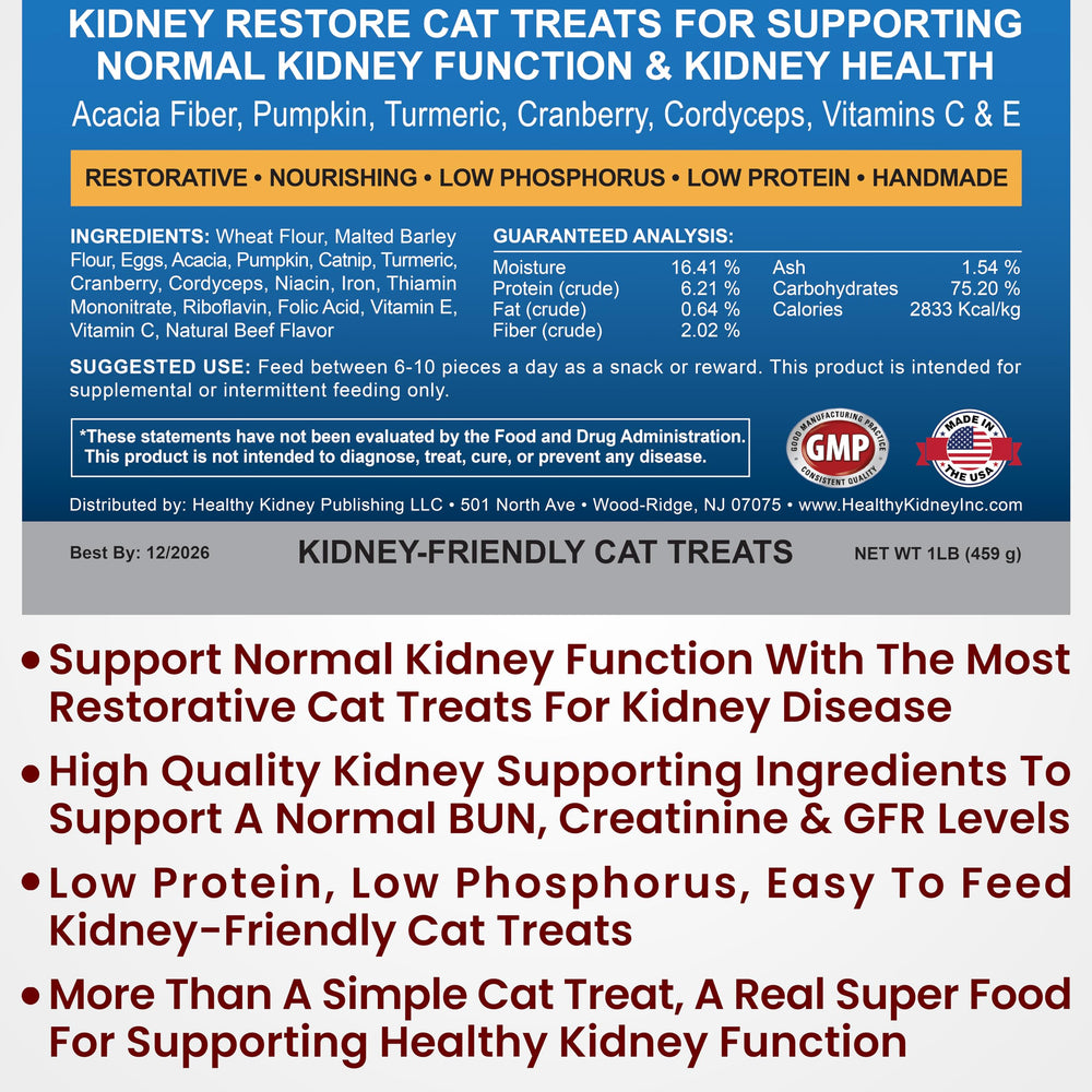 Ficha de ingredientes clave de Kidney Restore, cúrcuma, arándano y fibra.