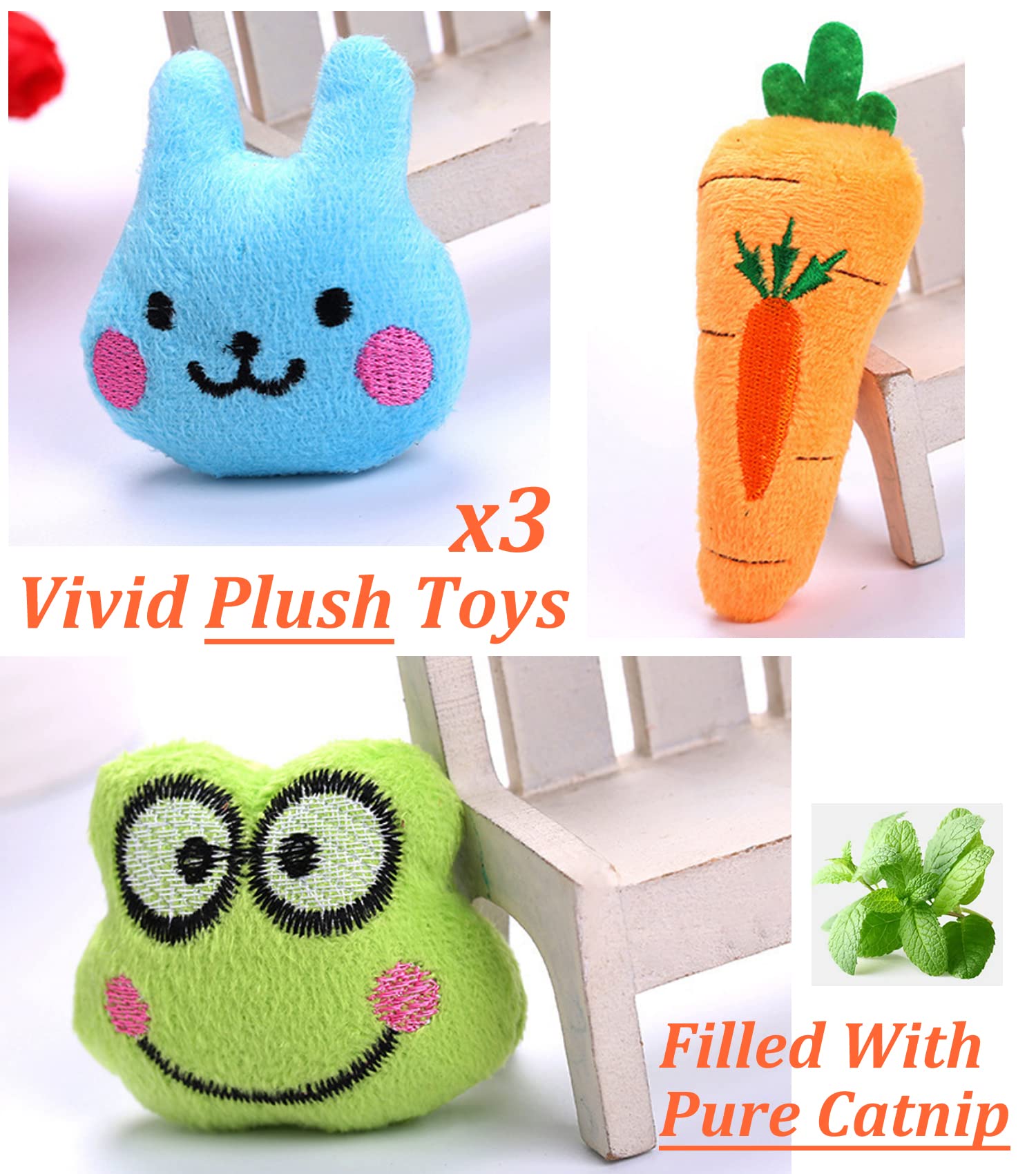 Kidpet peluche zanahoria con catnip para masticar y entretenimiento.