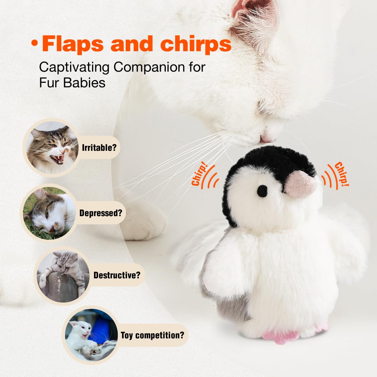 Kimee pingüino infusionado con catnip para juego estimulante.