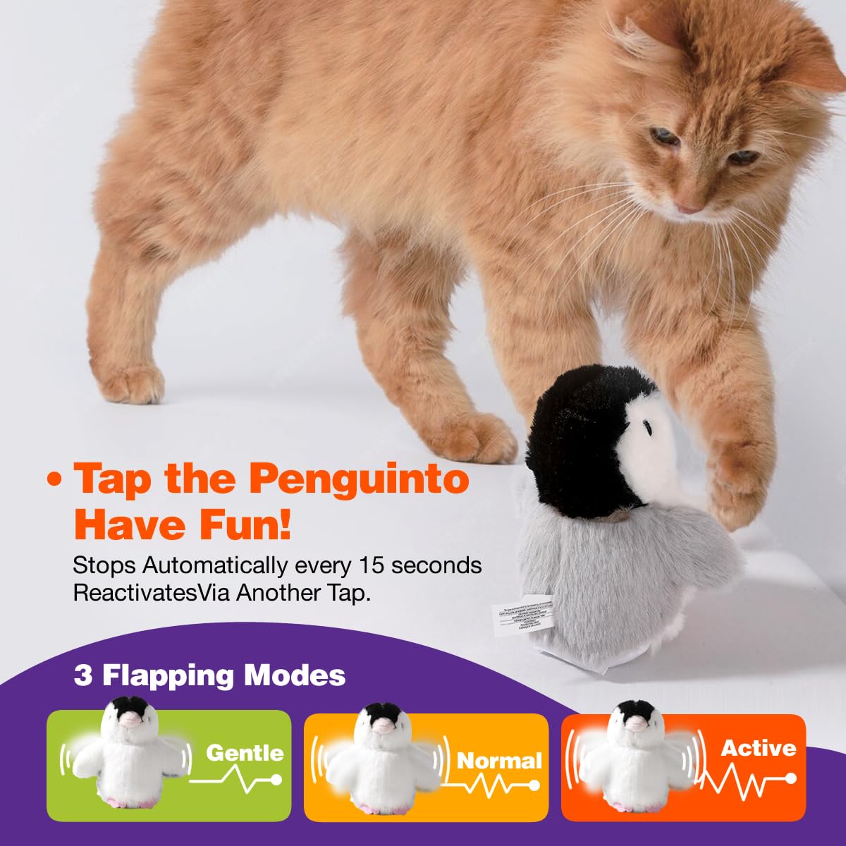 Kimee pingüino con chirrido automático para divertir a tu gato.