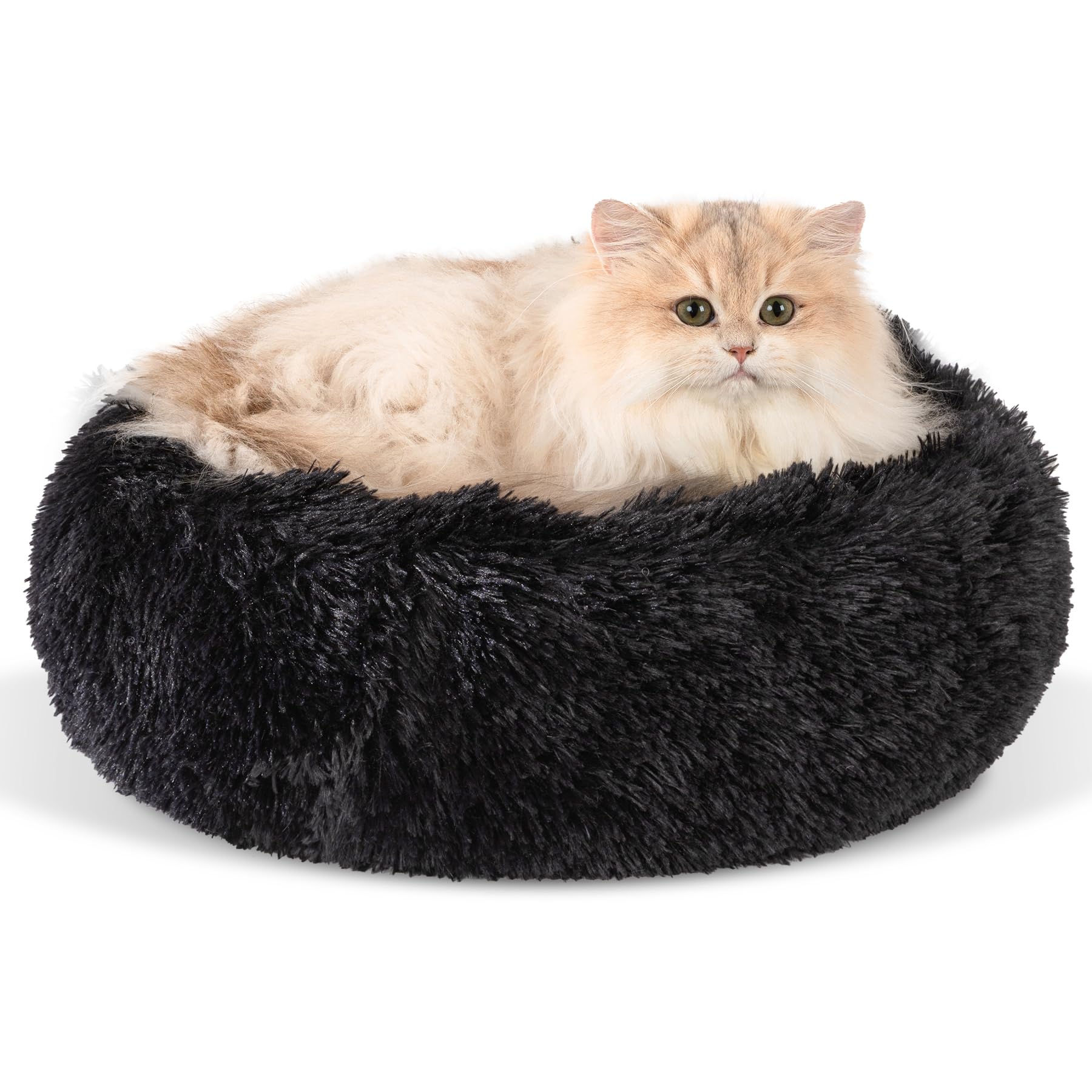 Cama Kimpets negra de 16 pulgadas para descanso cómodo.