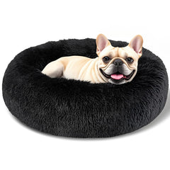 Cama redonda en forma de dona de Kimpets, lavable y perfecta para acurrucarse.