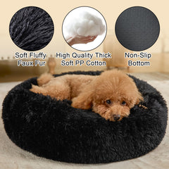Cama en forma de dona con pelo sintético suave de Kimpets.