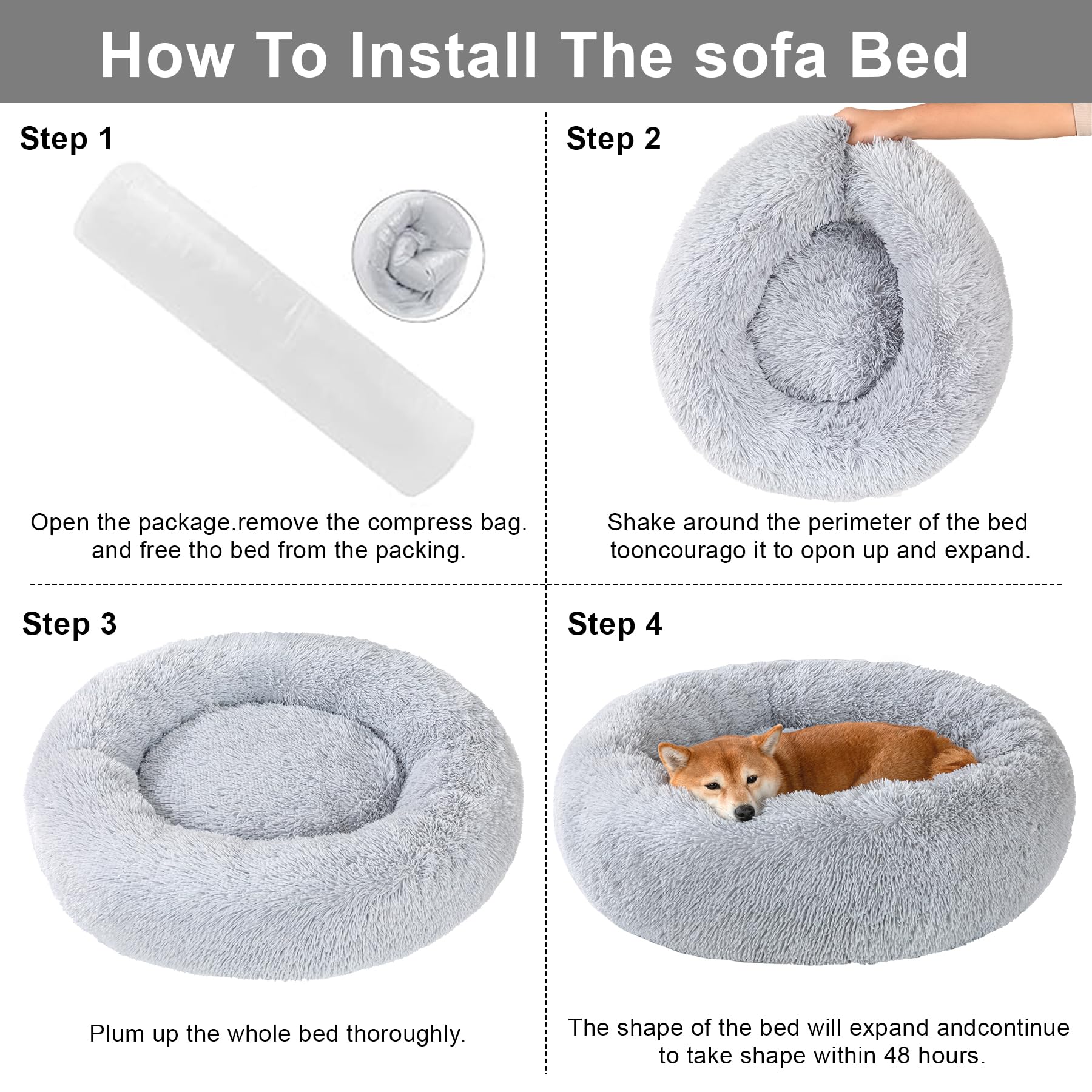 Kimpets cama donut grande: soporte amplio para perros de mayor tamaño.