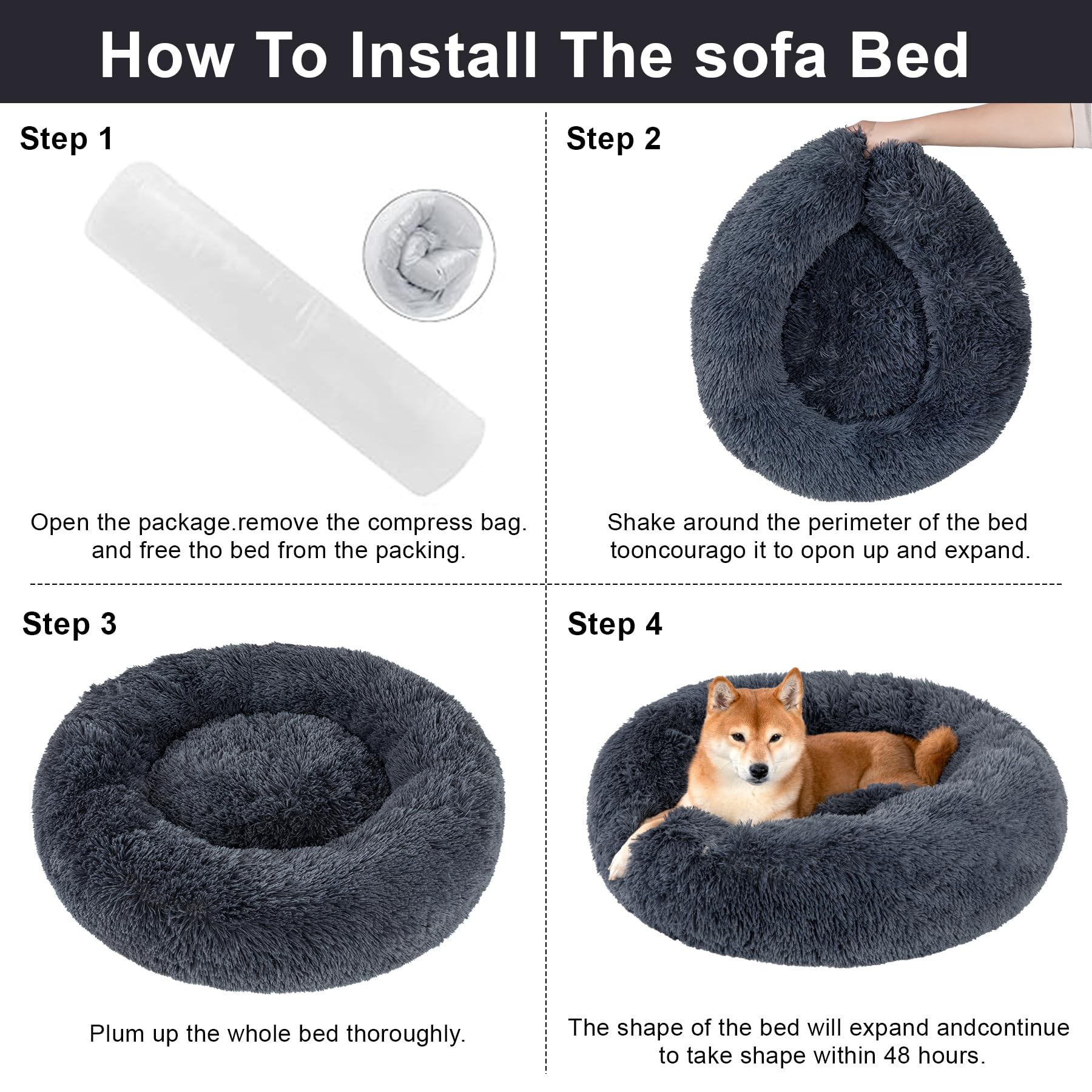 Kimpets cama para perros, base antideslizante para mantenerla en su sitio.