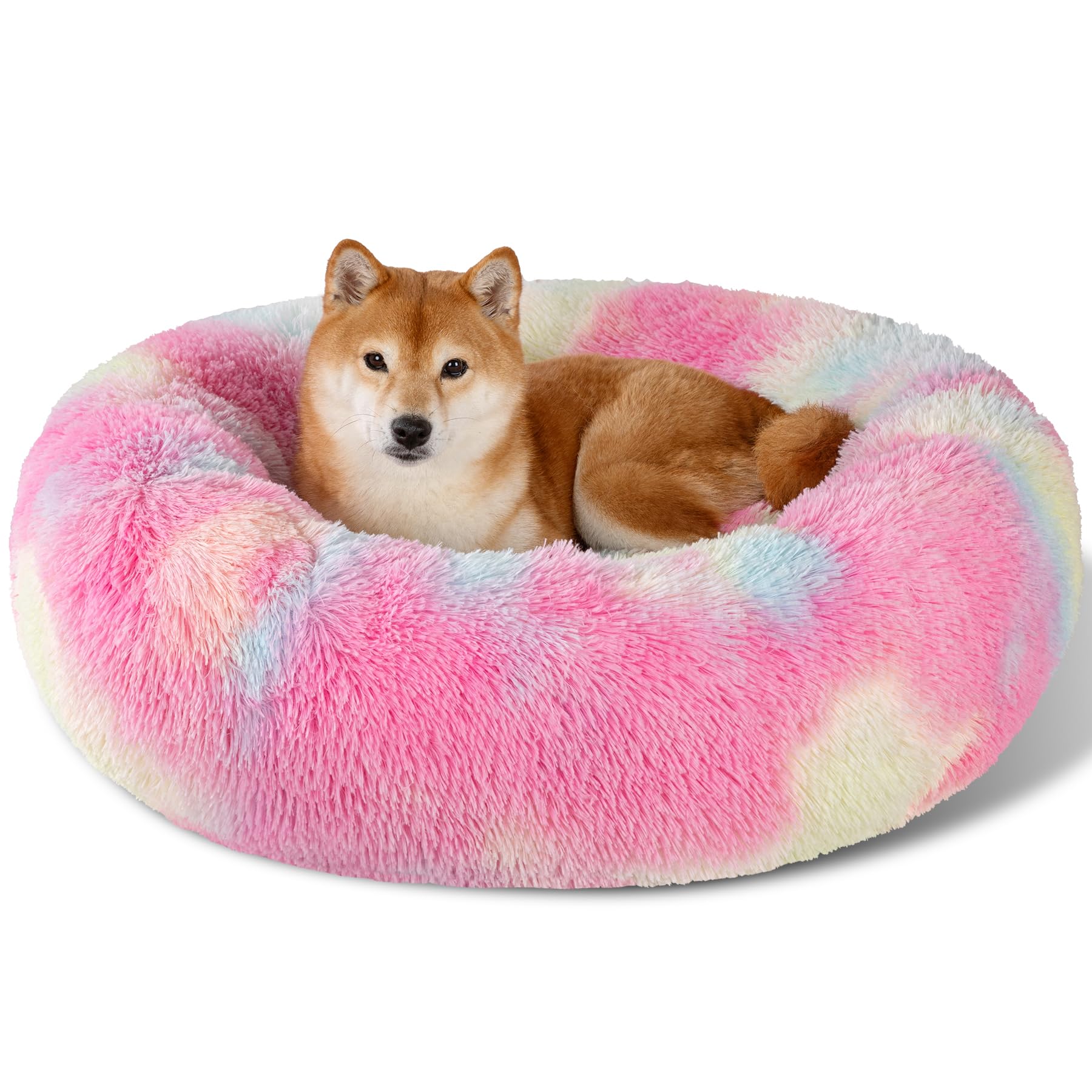 Cama Kimpets redonda de pelaje suave para descanso cómodo
