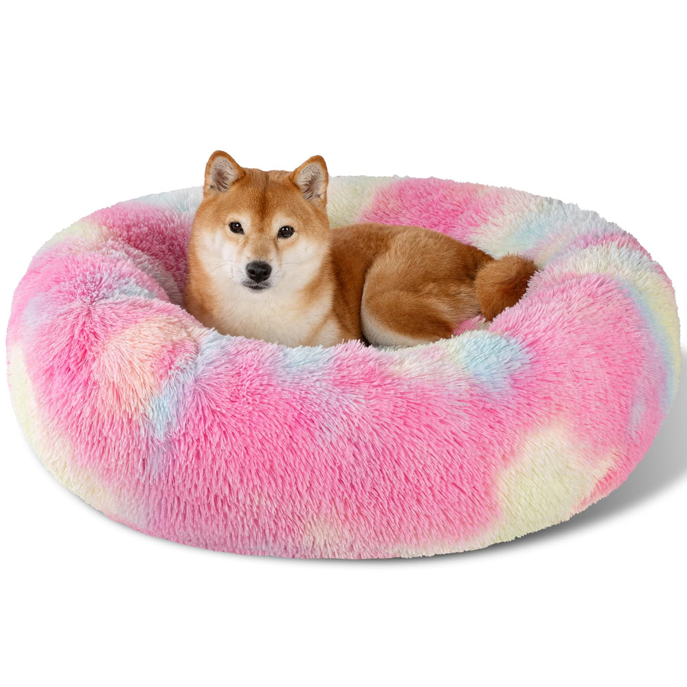 Cama Kimpets redonda de pelaje suave para descanso cómodo