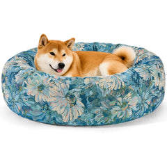 Cama Kimpets redonda rosquilla floral para perros, descanso cómodo y cálido