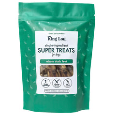 King Lou Pets patas de pato entero deshidratadas, higiene bucal para perros.