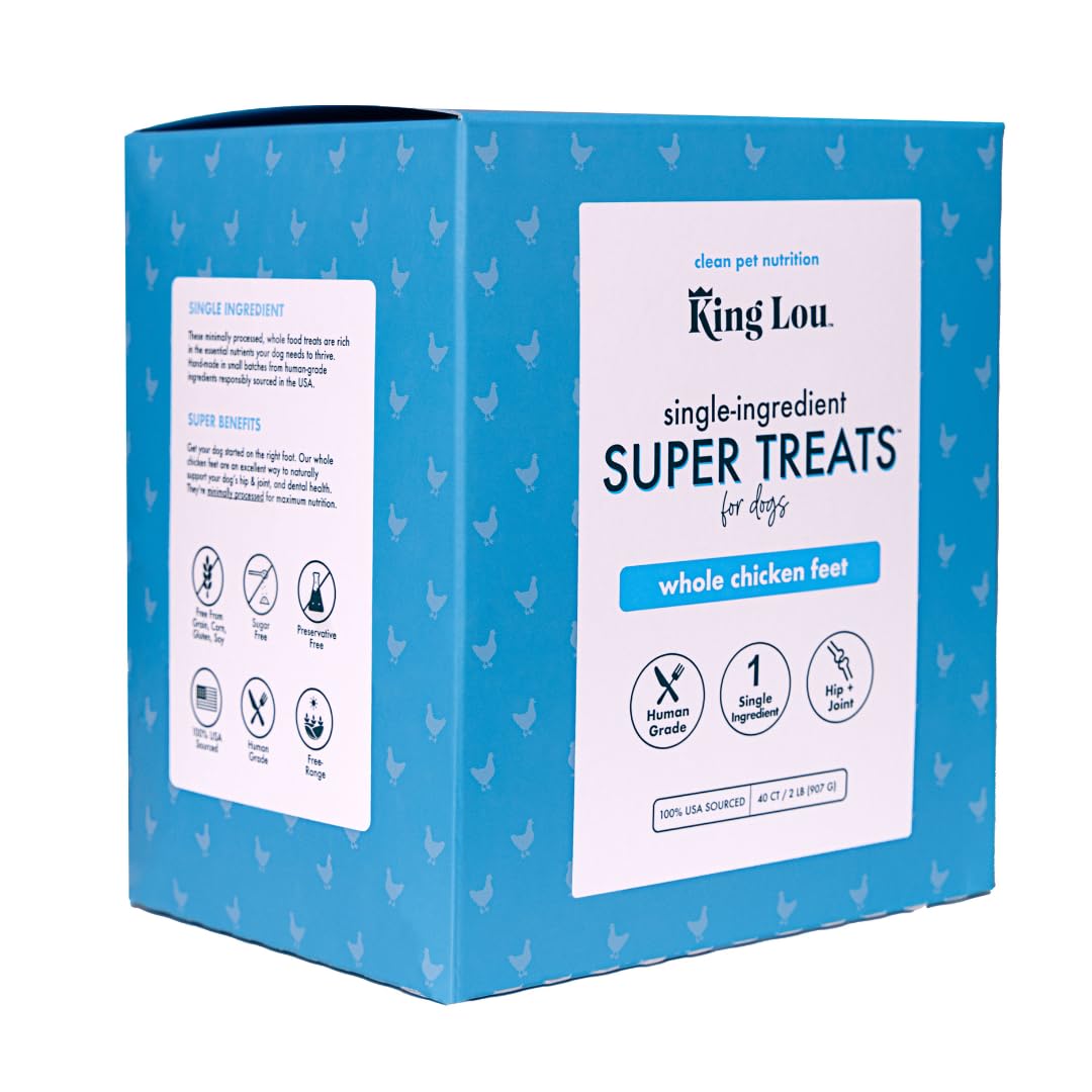 King Lou Pets: patas de pollo enteras para perros, snack natural y crujiente.