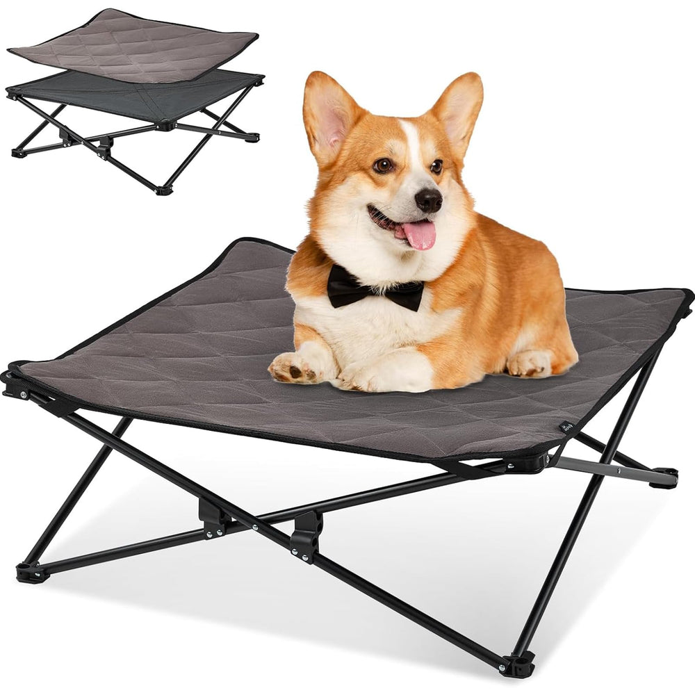 KingCamp cama elevada para perro mediano exterior: descanso cómodo y elevado en exteriores.