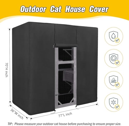 Kingling funda para caseta de gatos, vista lateral derecha, evita filtraciones.