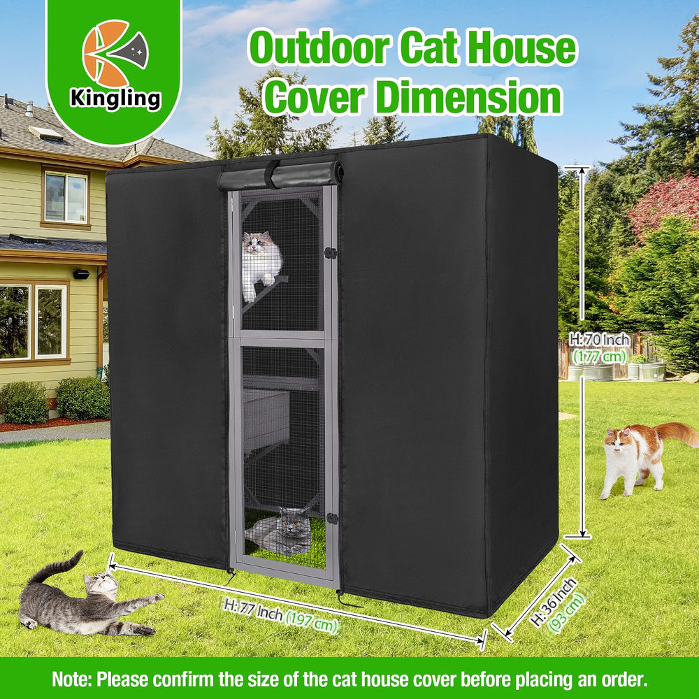 Kingling funda para caseta de gatos, vista de puerta, acceso seguro.