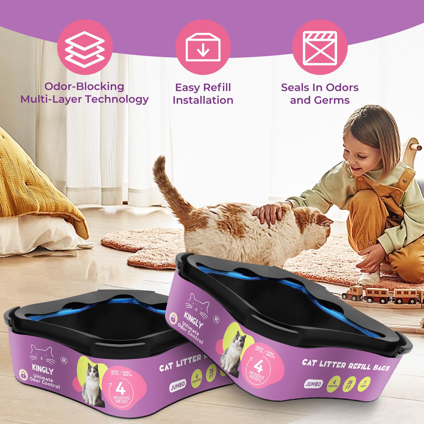 kingly alta capacidad para menos cambios y más tiempo con tu gato.