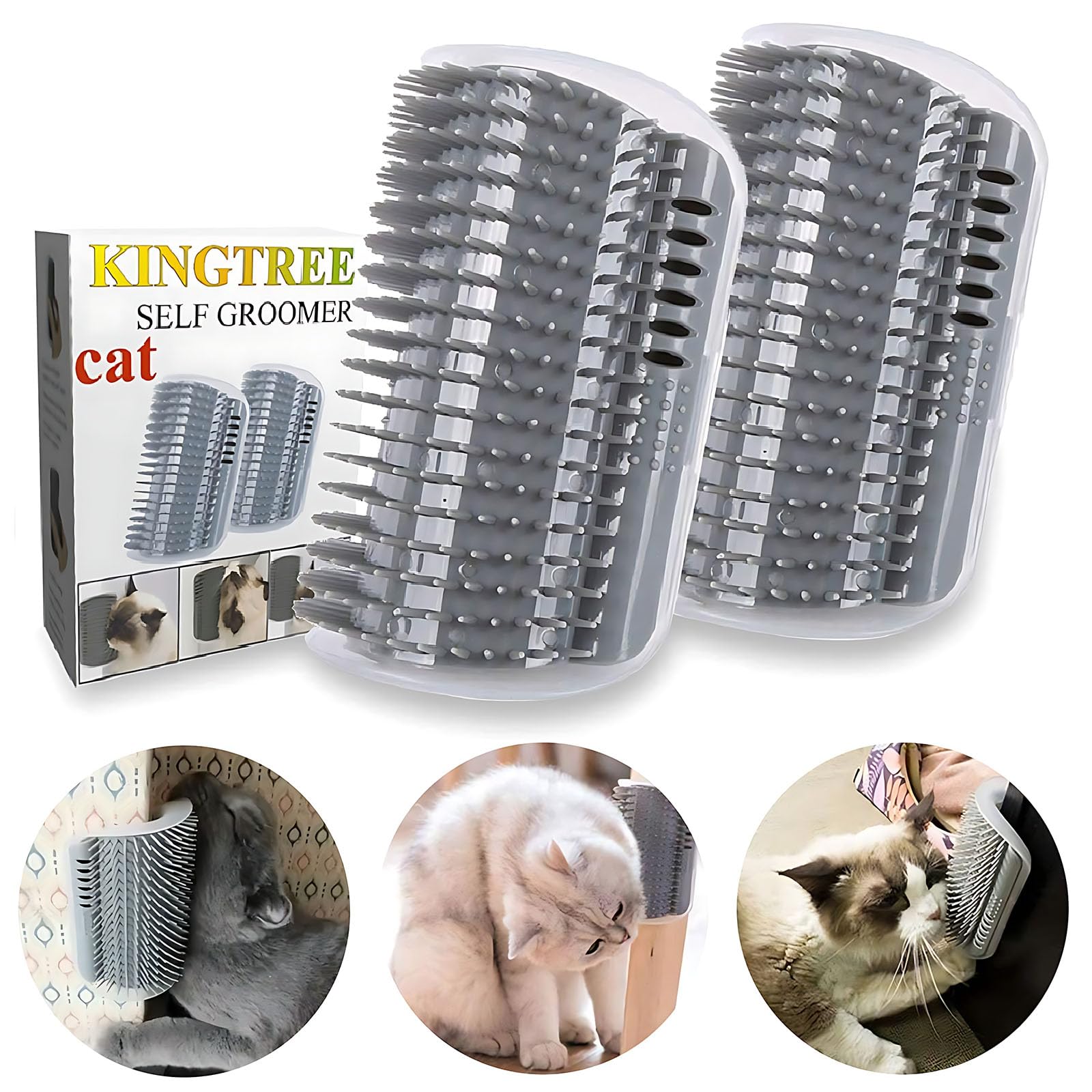 Kingtree dos rascadores de esquina para gato, ideal para juego y autocuidado.