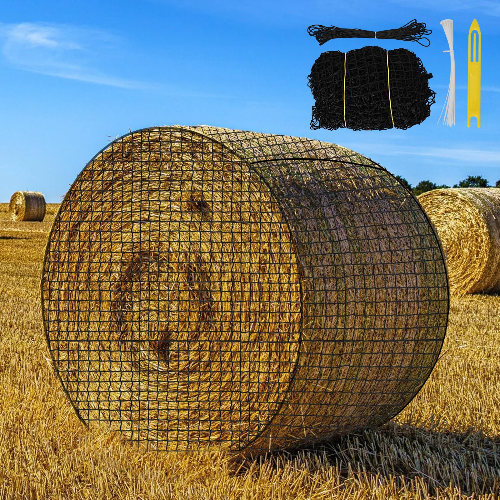 kingump hay-net bale redondo 5x5: alimentación lenta y ordenada.