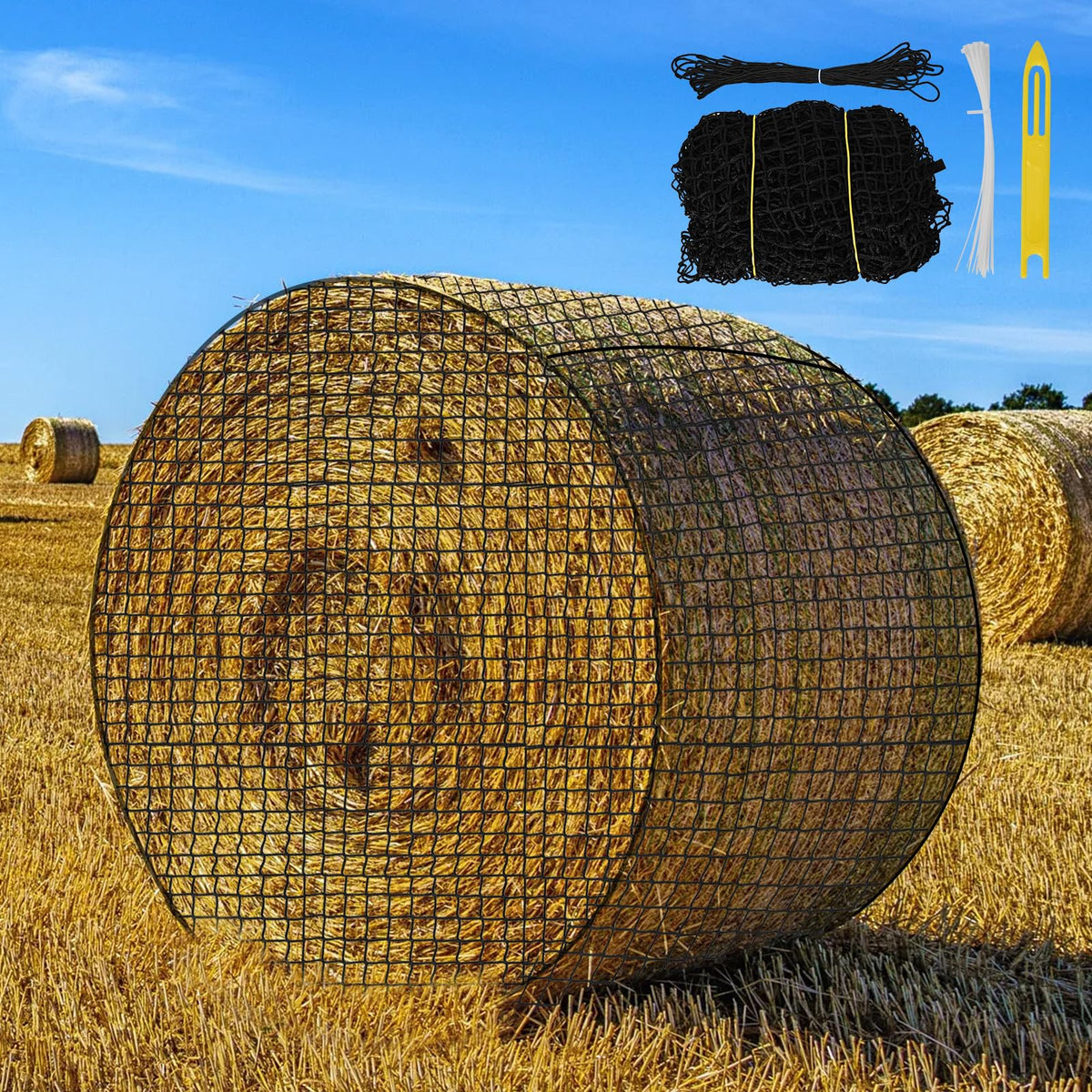 kingump hay-net bale redondo 5x5: alimentación lenta y ordenada.