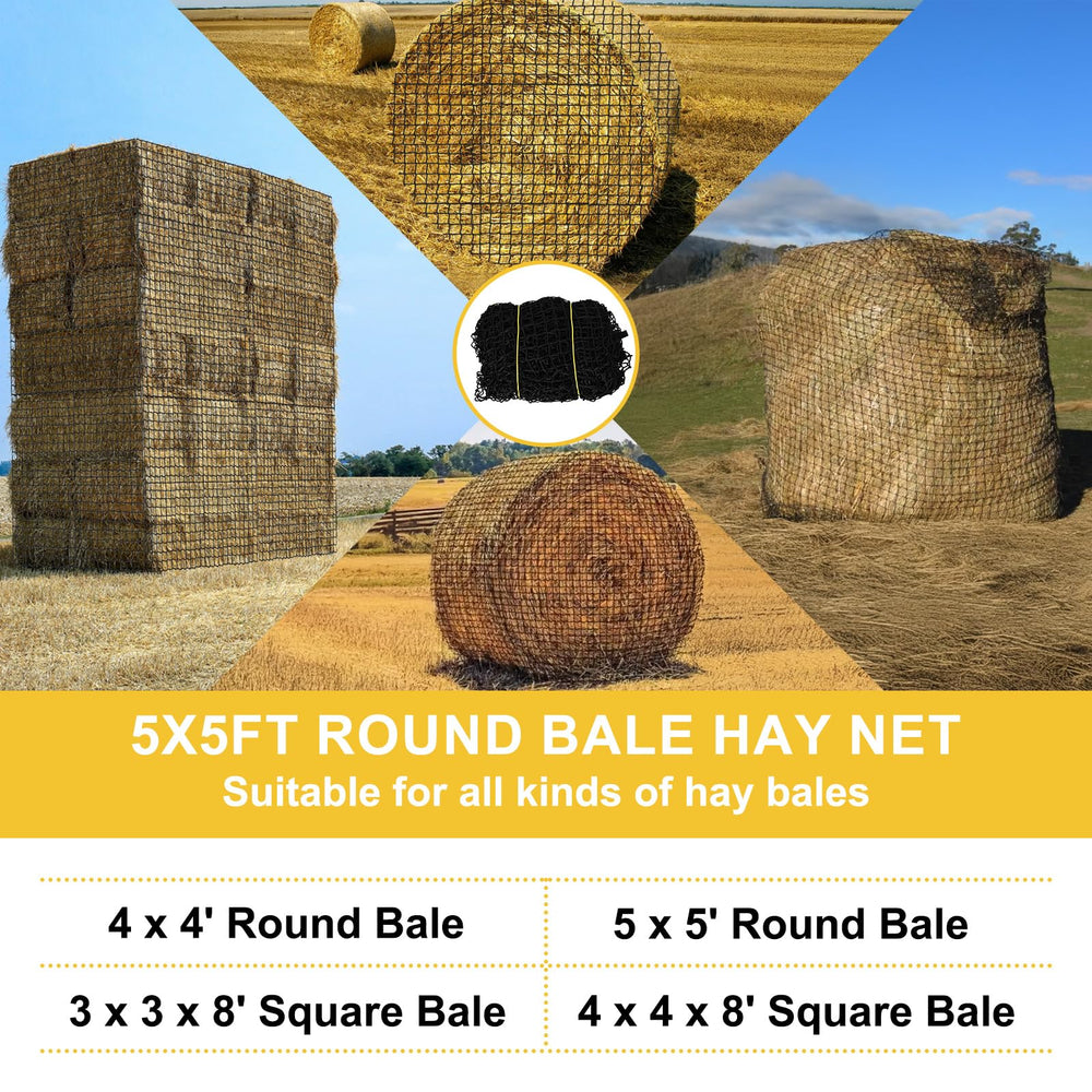 kingump hay-net dimensiones 5x5x5 ft: ajuste perfecto para pacas grandes.
