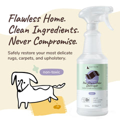 Kin+Kind spray para mascotas en alfombras y tapizados, frescura duradera.