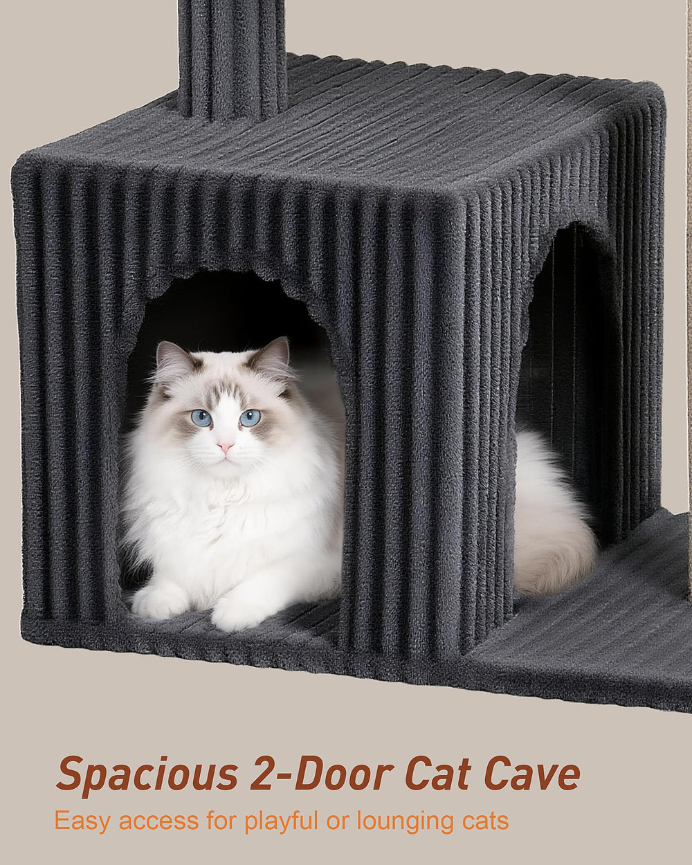 Kinotail torre para gatos: dos puertas para entrada y salida con libertad.