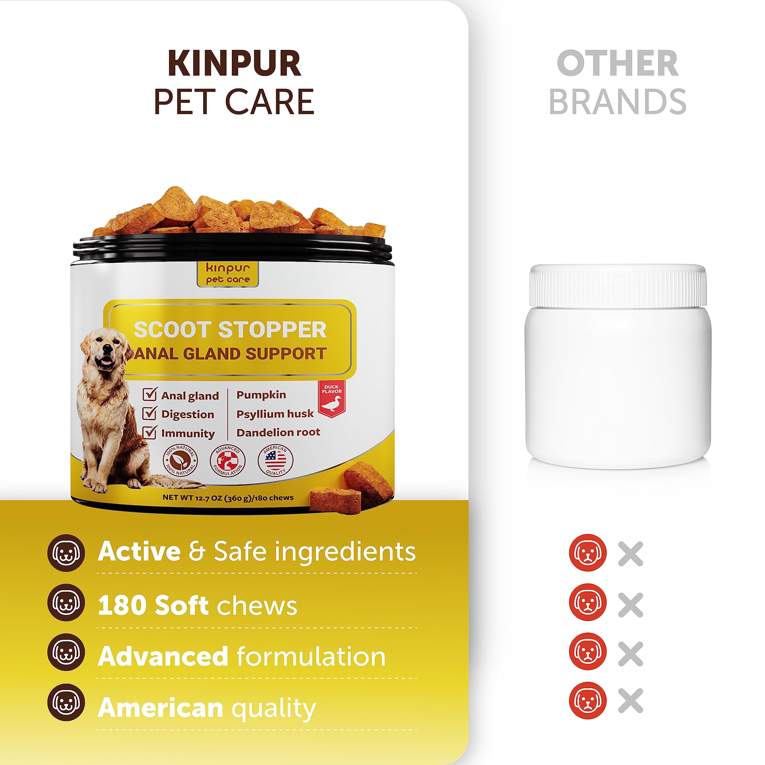 Kinpur Scoot Stopper muestra ingredientes naturales para apoyo digestivo diario.