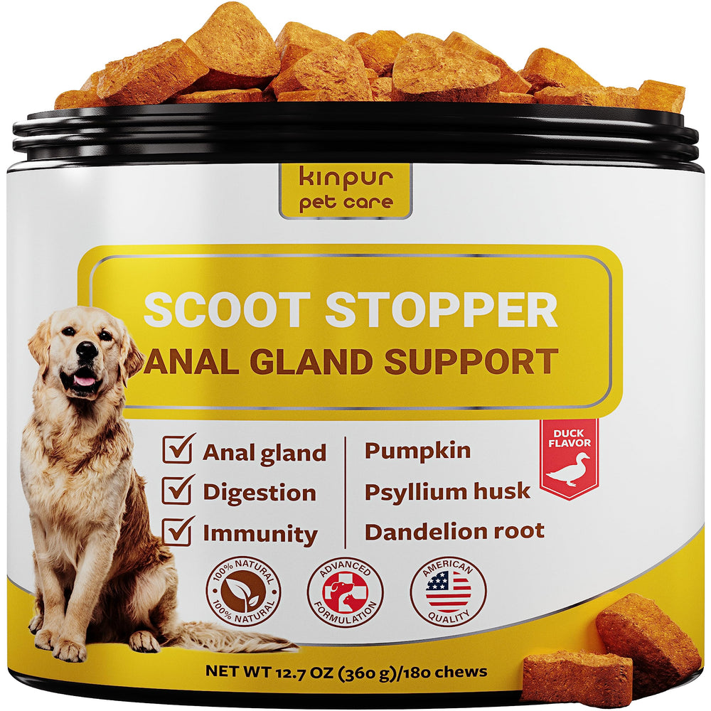 Kinpur Scoot Stopper en empaque, snack saludable para la digestión diaria de tu perro.